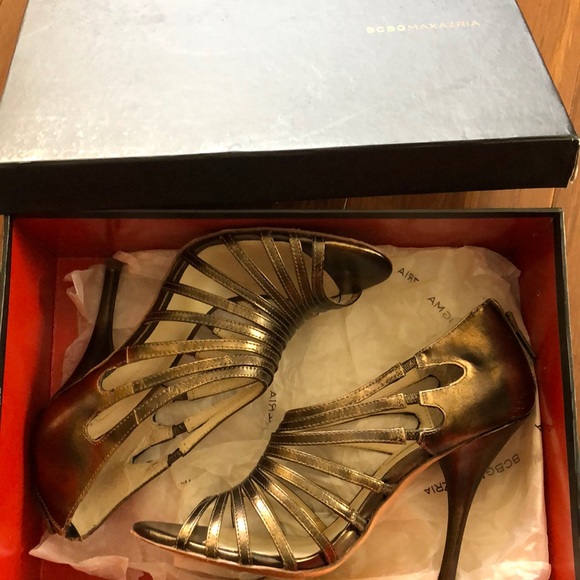 BCBGMAXAZRIA ZOE High Heels 👠 Bronze Leather 6.5 M - Picture 8 of 9